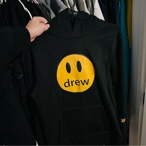 drew house Black Hoodie with Yellow Logo